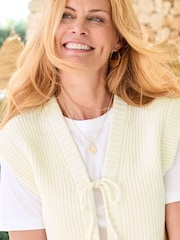 Cotton Traders Cream Tie Front Knitted Waistcoat - Image 3 of 3