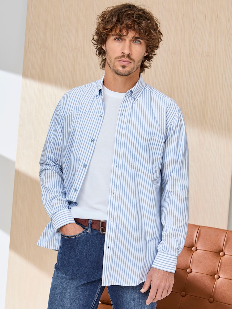 Cotton Traders Blue Signature Long Sleeve Oxford Shirt - Image 1 of 4