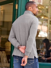 Cotton Traders Grey Half Zip Brushed Sweat Top - Image 2 of 4