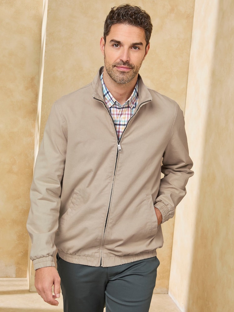 Cotton Traders Grey Washed Twill Harrington Jacket - Image 1 of 5