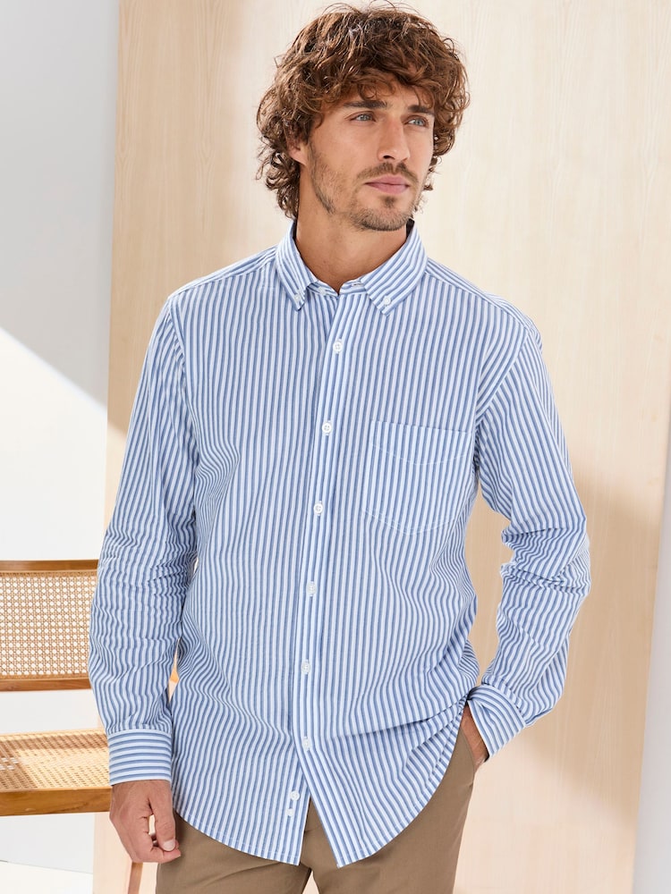 Cotton Traders Purple Signature Long Sleeve Textured Shirt - Image 1 of 4