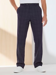 Cotton Traders Blue Signature Smart Twill Check Stretch Trousers - Image 1 of 3