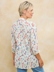 Cotton Traders Cream Printed Crinkle Tunic - Image 2 of 3