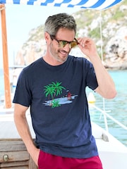 Cotton Traders Blue Printed T-Shirt - Image 3 of 4