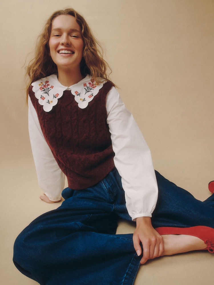 Майка-рубашка с вышивкой на воротнике Laura Ashley 2-в-1 - Изображение 1 5