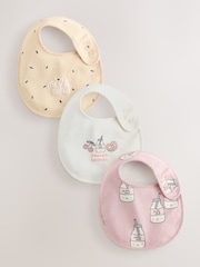 Pink/Cream Brunch Baby Bibs 3 Pack - Image 1 of 6