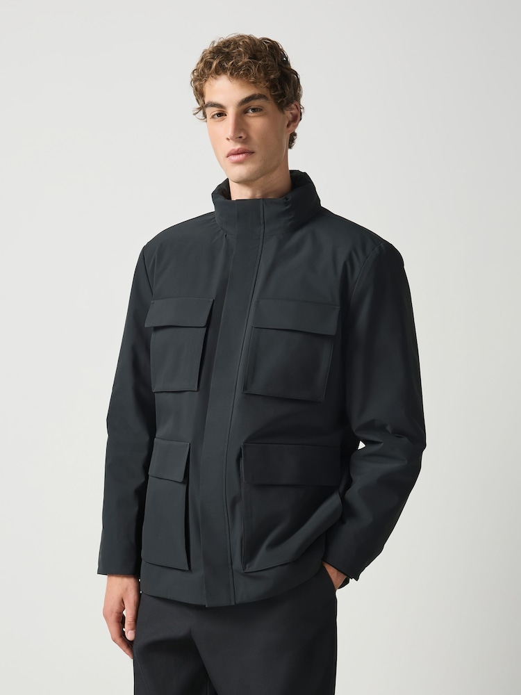 Black Showerproof Four Pocket Hooded Coat - Image 1 of 6 Black Showerproof Four Pocket Hooded Coat - Image 1 of 6