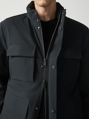 Black Showerproof Four Pocket Hooded Coat - Image 4 of 6