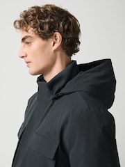 Black Showerproof Four Pocket Hooded Coat - Image 6 of 6
