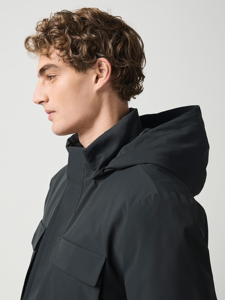 Black Showerproof Four Pocket Hooded Coat - Image 6 of 6 Black Showerproof Four Pocket Hooded Coat - Image 6 of 6