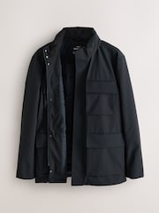 Black Showerproof Four Pocket Hooded Coat - Image 8 of 13