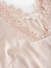 Laura Ashley Champagne Gold Lace Trim V-Neck Cami Top - Image 4 of 8