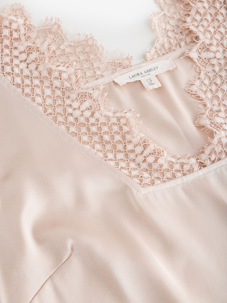 Laura Ashley Champagne Gold Lace Trim V-Neck Cami Top - Image 8 of 8 Laura Ashley Champagne Gold Lace Trim V-Neck Cami Top - Image 8 of 8