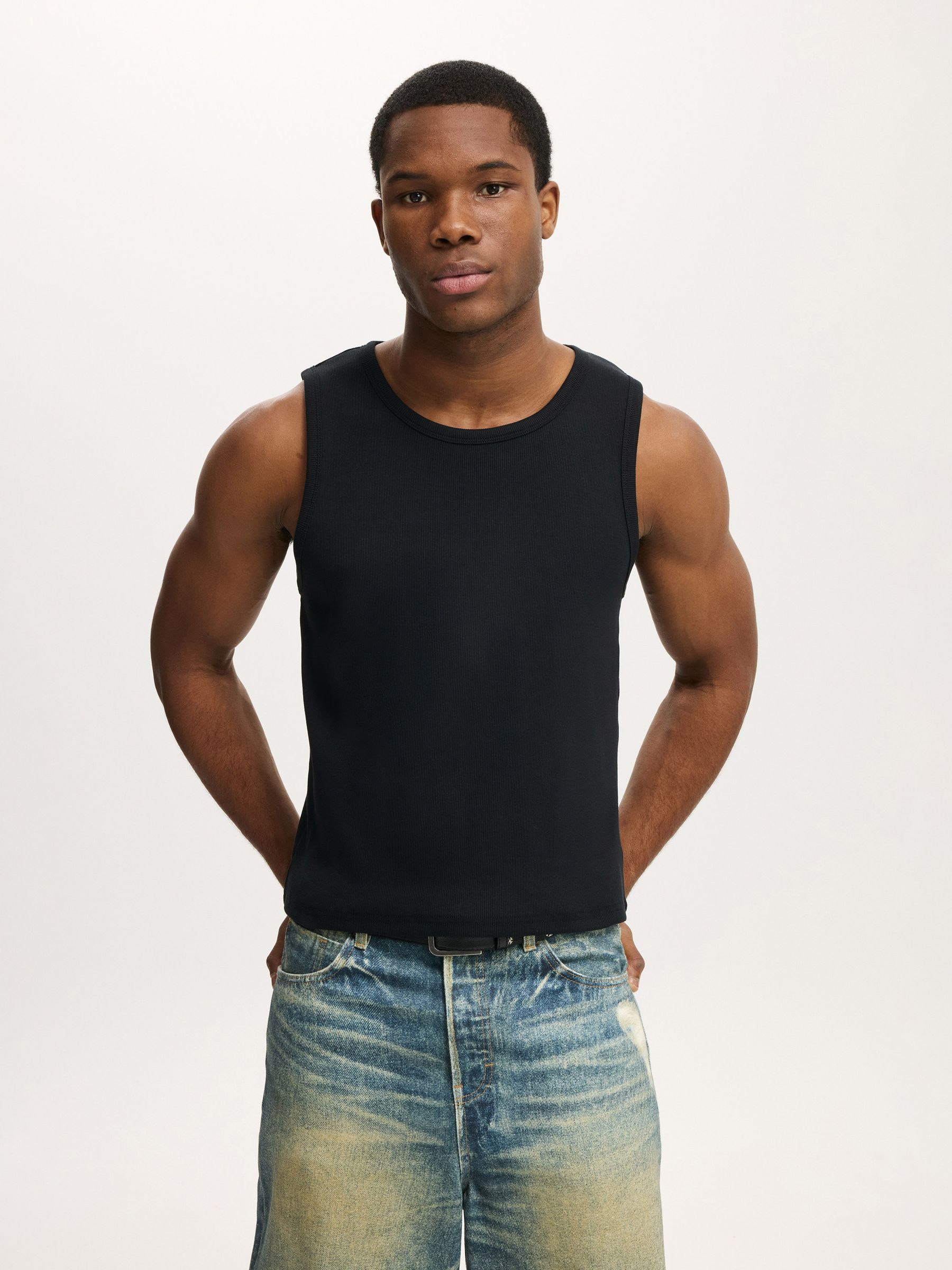 Buy Cotton On Black Rib Tank Top from the Next UK online shop