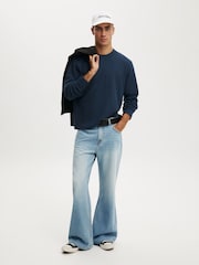 Cotton On Blue Cropped Fit Textured Long Sleeve T-Shirt - Image 2 of 4