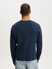 Cotton On Blue Cropped Fit Textured Long Sleeve T-Shirt - Image 3 of 4