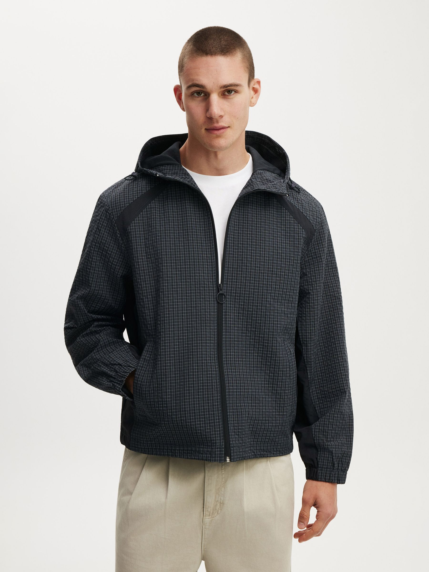 Buy Cotton On Slate Check Hooded Spray Jacket from Next Australia