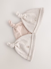 Neutral Bunny Tie Top Baby Hats 3 Pack (0-12mths) - Image 5 of 6