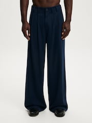 Cotton On Blue Super Baggy Pleated Trousers - Image 1 of 5