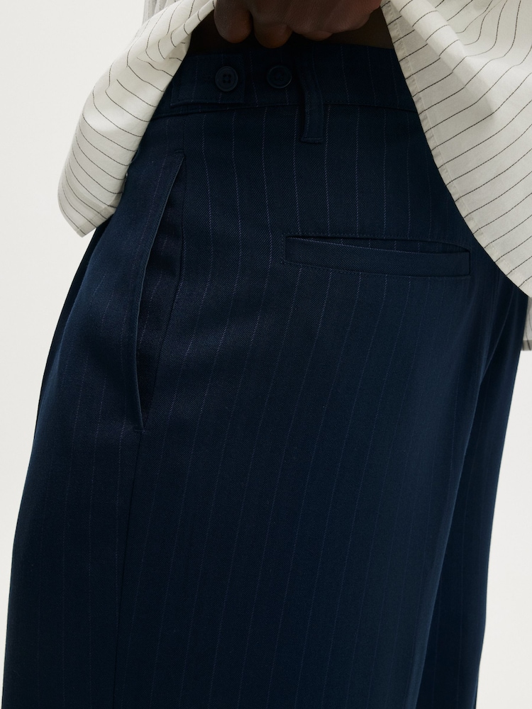 Cotton On Blue Super Baggy Pleated Trousers - Image 5 of 5