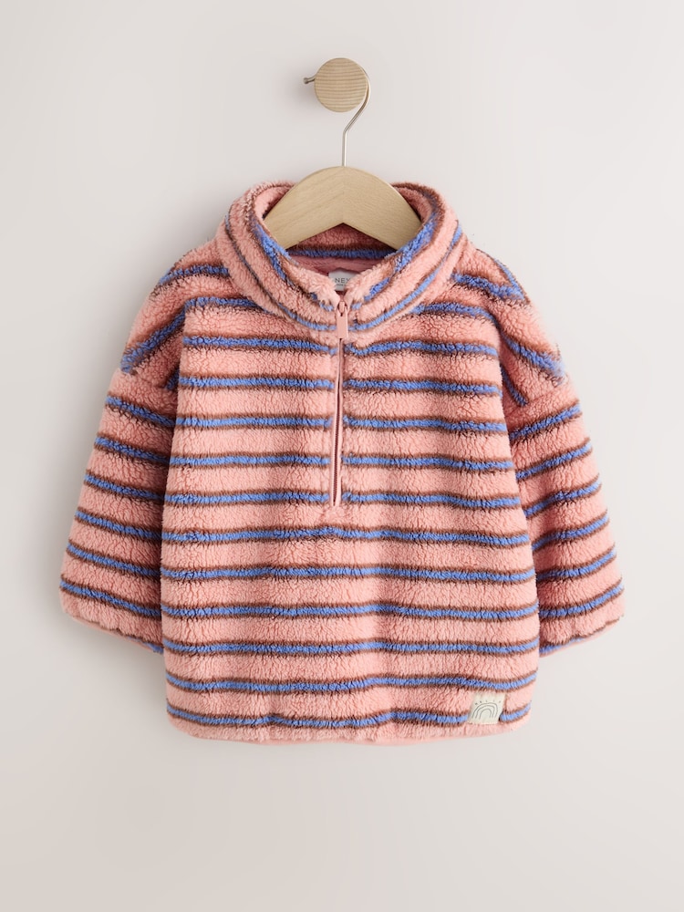 Blue Pink Stripe Half Zip Fleece (3mths-7yrs) - Image 1 of 4 Blue Pink Stripe Half Zip Fleece (3mths-7yrs) - Image 1 of 4