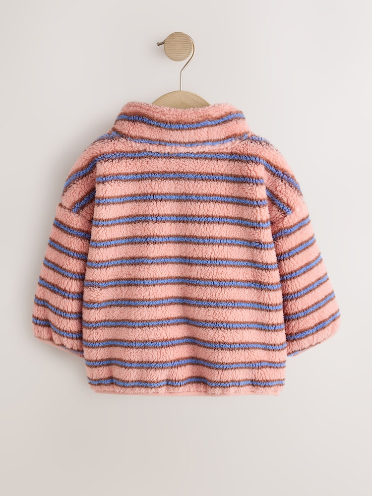 Blue Pink Stripe Half Zip Fleece (3mths-7yrs) - Image 2 of 4 Blue Pink Stripe Half Zip Fleece (3mths-7yrs) - Image 2 of 4
