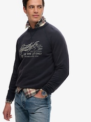 Superdry Blue The Merchant Store Vintage Print Sweatshirt - Image 3 of 7