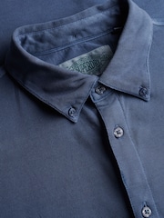 Superdry Blue Vintage Destroy Pique Long Sleeve Shirt - Image 7 of 7