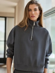 炭灰色 - N. Premium Slinky Quarter Zip Sweatshirt - 圖片 2，共 4
