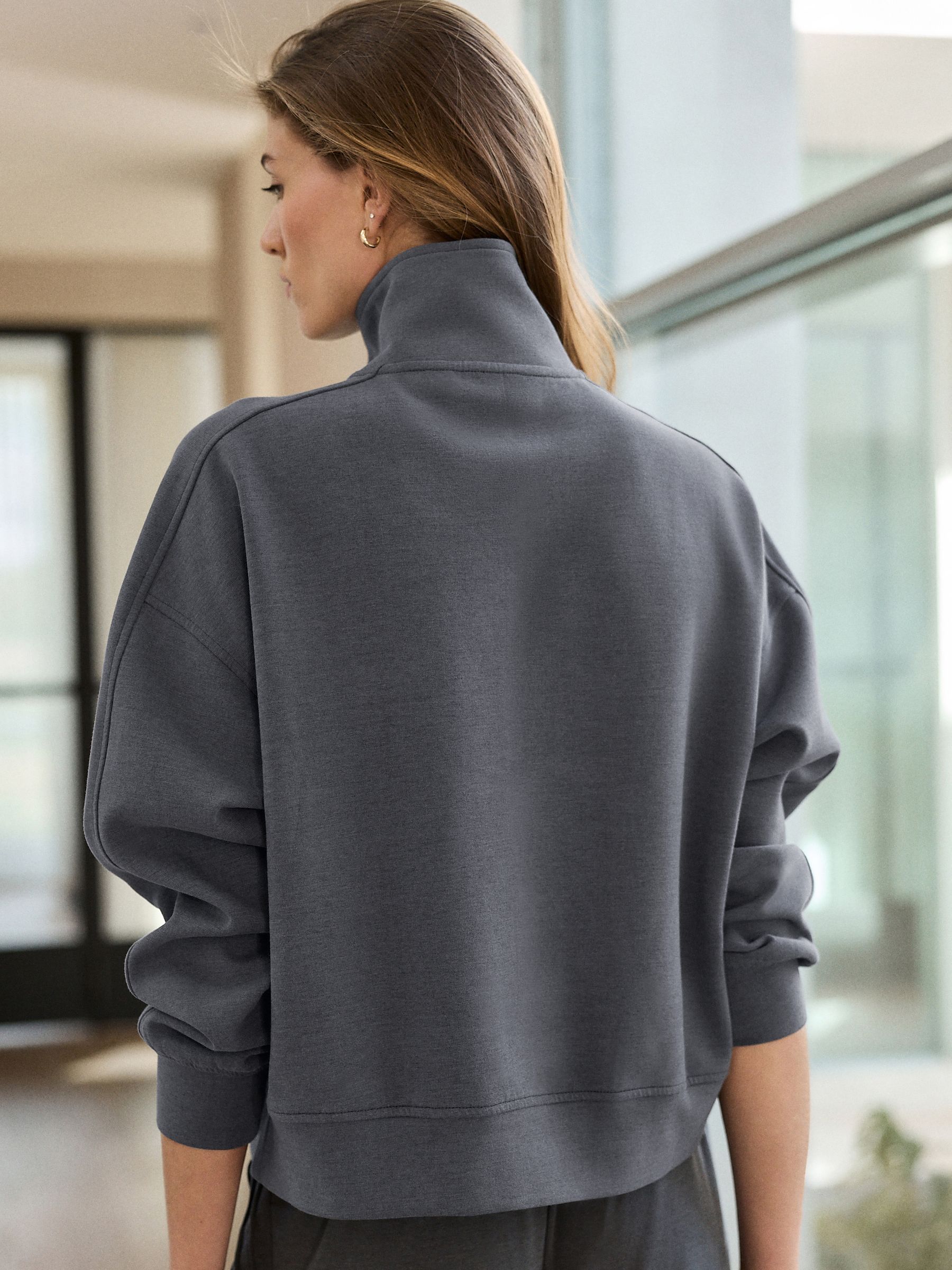 Buy Charcoal Grey N. Premium Slinky Quarter Zip Sweatshirt from
