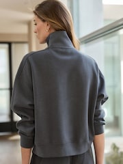炭灰色 - N. Premium Slinky Quarter Zip Sweatshirt - 圖片 3，共 4