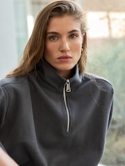 炭灰色 - N. Premium Slinky Quarter Zip Sweatshirt - 圖片 4，共 4