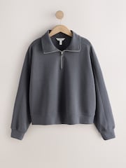 炭灰色 - N. Premium Slinky Quarter Zip Sweatshirt - 圖片 5，共 7