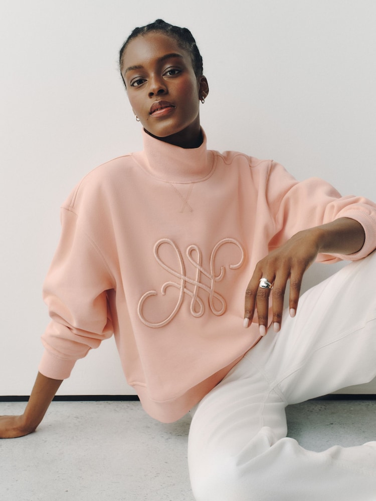 Pink High Neck Sweatshirt - Image 1 of 4 Pink High Neck Sweatshirt - Image 1 of 4