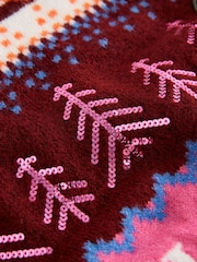 Pink/ Burgundy Fairisle Christmas Knit Cardigan - Image 6 of 7