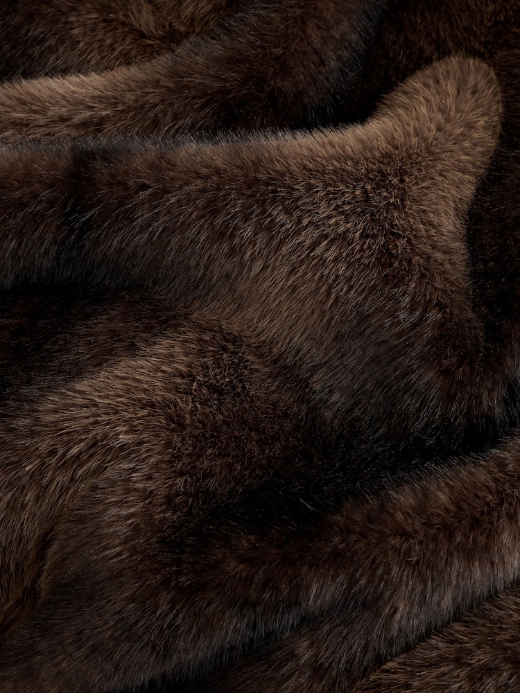 Chocolate Brown Faux Fur Bomber Jacket - Image 8 of 8