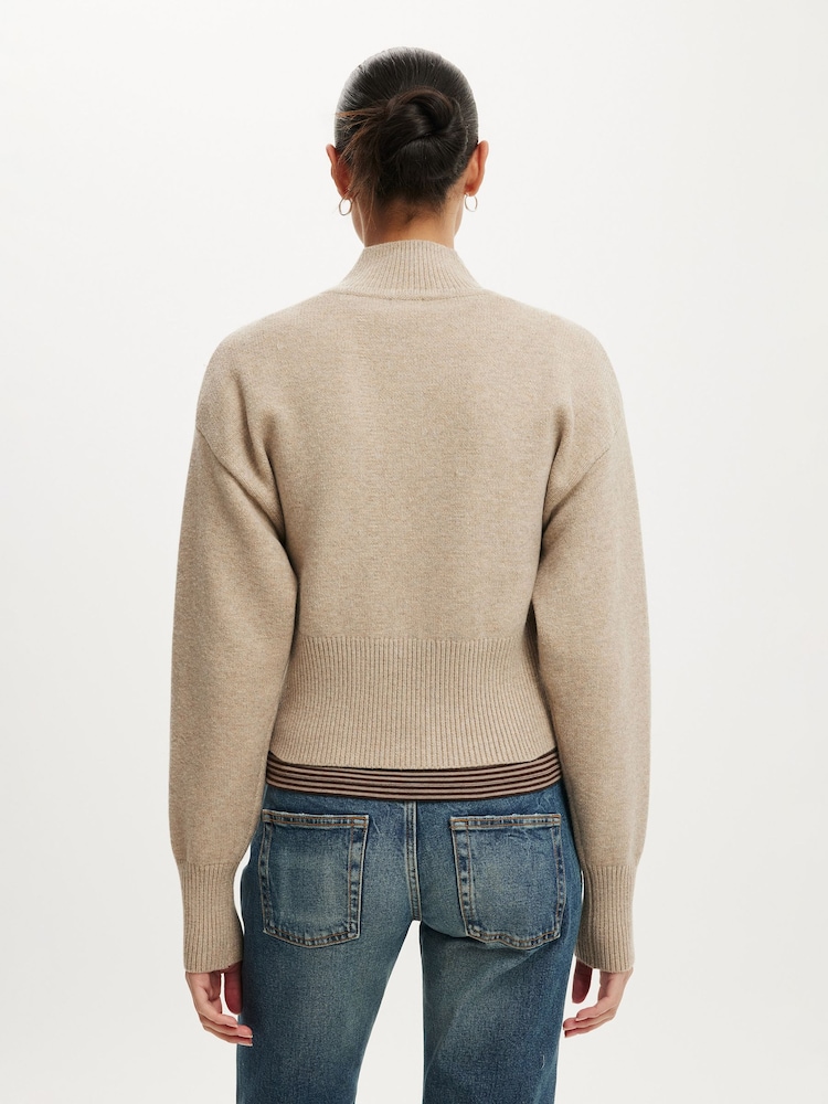 لون طبيعي - Cotton On Lotus Cinched Zip Knitwear Cardigan - صورة 2 من 4 لون طبيعي - Cotton On Lotus Cinched Zip Knitwear Cardigan - صورة 2 من 4