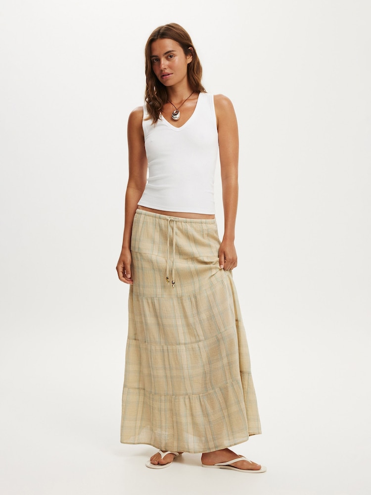 Cotton On Natural Haven Multi Tiered Maxi Skirt - Image 1 of 5