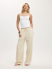 Cotton On Cream Haven Wide Leg Trousers - Image 1 of 5