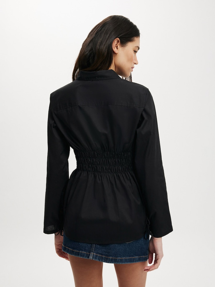 Cotton On Black Gathered Long Sleeve Shirt - Image 2 of 4 Cotton On Black Gathered Long Sleeve Shirt - Image 2 of 4