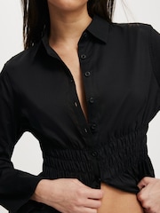 Cotton On Black Gathered Long Sleeve Shirt - Image 4 of 4