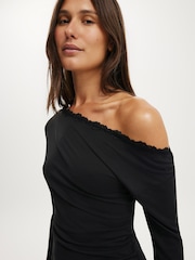 Cotton On Black Brooke Asymmetrical Mini Dress - Image 4 of 4