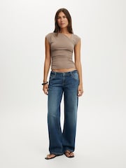 Cotton On Brown Scout Asymmetric Short Sleeve Top - Image 3 of 4