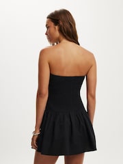 Cotton On Black Shirred Tube Mini Dress - Image 2 of 4