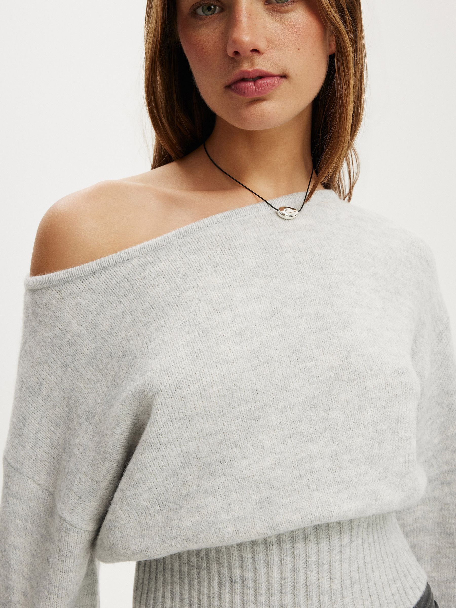 Buy Cotton On Grey Softest Luxe Off Shoulder Knitwear Jumper from