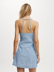 Cotton On Blue Isabelle Halter Neck Wrap Mini Dress - Image 2 of 4
