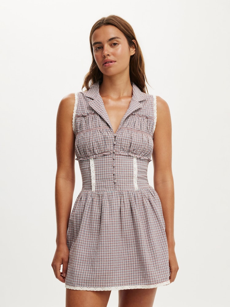 Коричневый - Платье-рубашка мини из хлопка на Zoey - Изображение 1 4