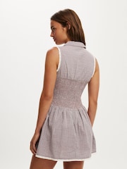 Коричневый - Платье-рубашка мини из хлопка на Zoey - Изображение 2 4