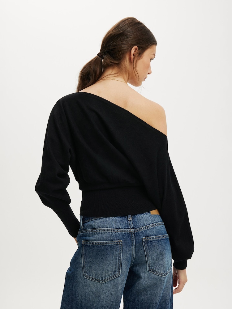 Cotton On Black Everfine Long Sleeve Batwing Knitwear Jumper - Image 2 of 5