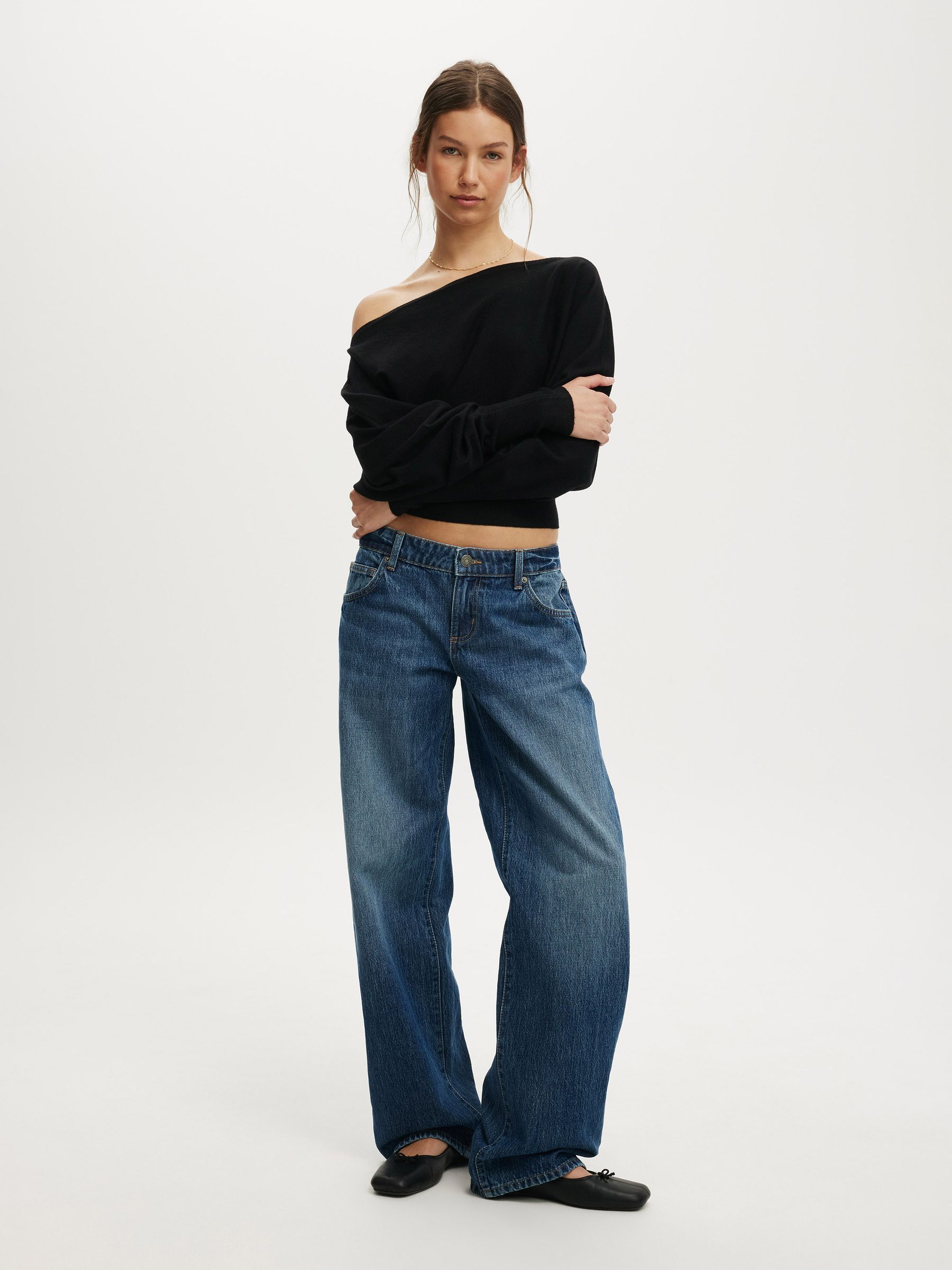 トップス endlessmade Buy Cotton On Black Everfine Long Sleeve Off The Shoulder Batwing